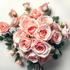 Obraz premium Top-View Studio Shot of Pink Rose Flowers