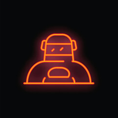 Glowing neon line icon of a hacker wearing a balaclava, representing cybersecurity threats