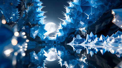 Icy Blue Fractal Patterns: A Serene, Frozen Geometric Wonderland