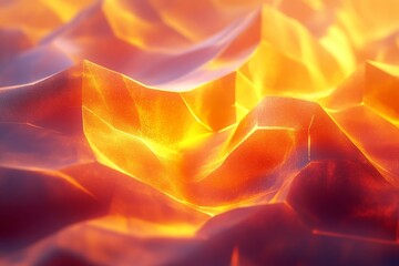 Abstract glowing vibrant wave layers forming polygonal arcs, Generative AI