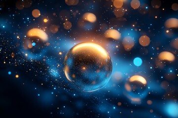 Naklejka premium Abstract 3D rendering of luminous orb clusters. Sci-fi design with depth of field effects., Generative AI