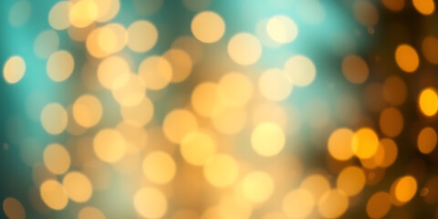  Golden Bokeh Background with Soft Sparkling Lights in Teal and Gold Tones