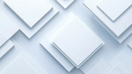 Fototapeta premium A clean and modern abstract background featuring layered white geometric shapes with subtle shadows.