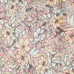 Natural Flower and Leaf Art Pattern for Backgrounds