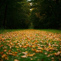 Autumn Path Through Golden Forest