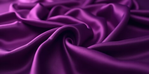 Obraz premium Deep, vibrant purple satin glistens with smooth gloss; elegant folds create dynamic movement in this close-up view