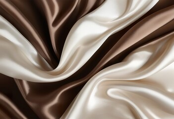 Obraz premium Elegant Brown and Beige Silk Fabric Draped Texture