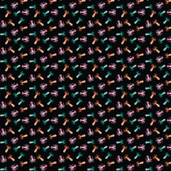 Seamless pattern with abstract colorful brush strokes on a black background