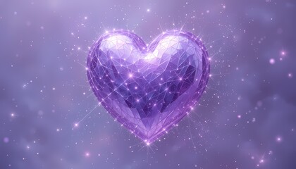 Fototapeta premium Glowing purple heart, love, romance, Valentine's Day
