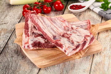 Raw pork ribs for cooking