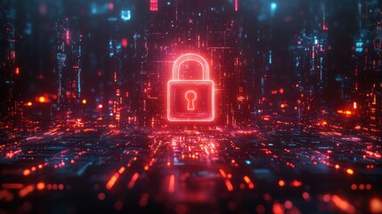 Digital lock symbolizing cybersecurity in a vibrant backdrop