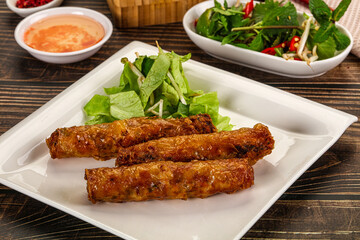Fried Vietnamese spring roll with special sauce