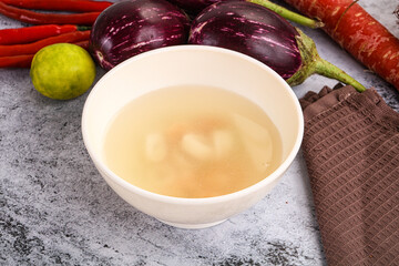 Light seafood soup with prawns