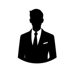Silhouette of a Businessman: A minimalist, powerful silhouette of a businessman in a suit and tie. The iconic image conveys professionalism, authority, and an air of mystery.  