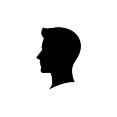 Profile Silhouette: A simple yet powerful silhouette of a man's head in profile, representing anonymity, privacy, or the unknown.  It's ideal for use in presentations, social media, or websites.  