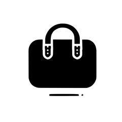 Simple Handbag Icon: A minimalist black and white illustration of a classic handbag, perfect for fashion, travel, or business related designs.