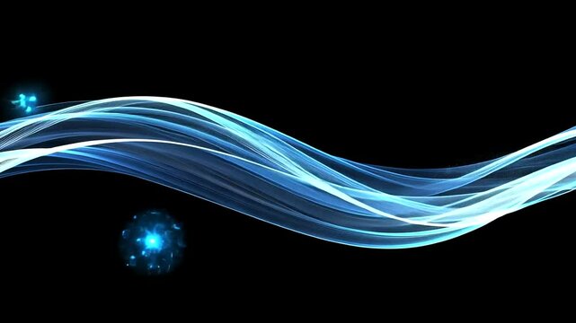 Abstract blue energy wave, dark background, website header