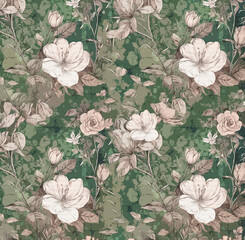Colorful Botanical Texture Seamless Pattern Design