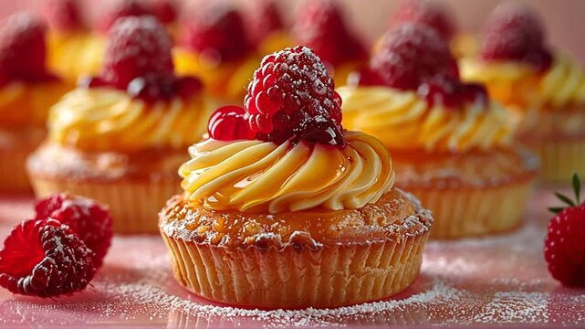 Delicious Raspberry Cream Puffs, Sweet Treat Photography