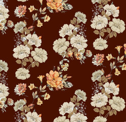 Colorful Botanical Texture Seamless Pattern Design