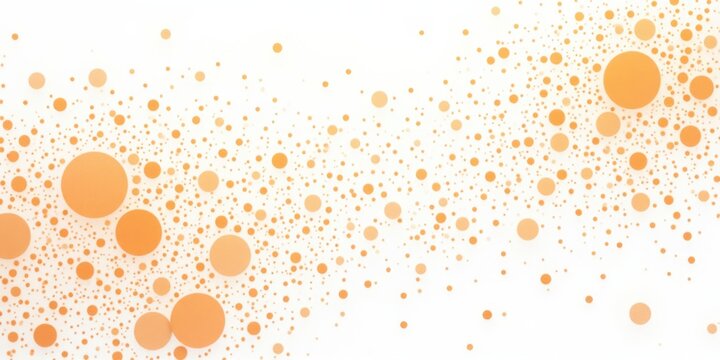 A captivating canvas of varied-sized, multiform orange dots dances across a pristine white expanse, each dot uniquely placed, creating an eye-catching, dynamic mosaic