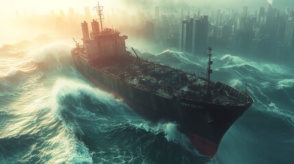 Ship Facing Disaster Amid a Tornado Storm in the Sea: A Battle Against Nature&rsquo;s Fury