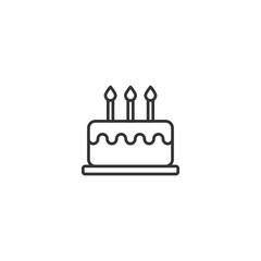 Outline Birthday Cake with Candles Illustration for Celebratory and Festive Occasions