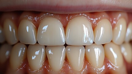 Close-up of Healthy and Bright Teeth After Dental Treatment