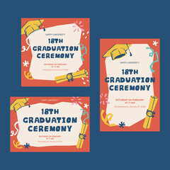 Fototapeta premium graduate drawing card template poster illustration