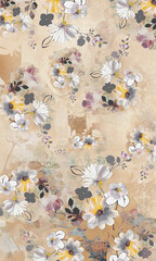 Colorful Botanical Texture Seamless Pattern Design