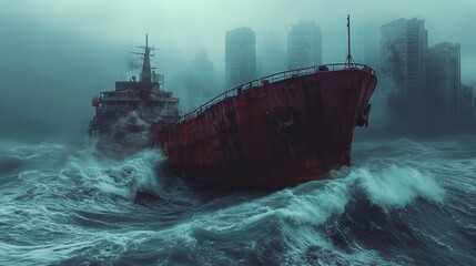 Ship Facing Disaster Amid a Tornado Storm in the Sea: A Battle Against Nature&rsquo;s Fury