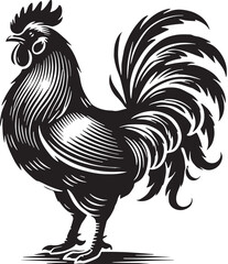 Black Chicken Silhouette Vector, High Quality Illustration on White Background