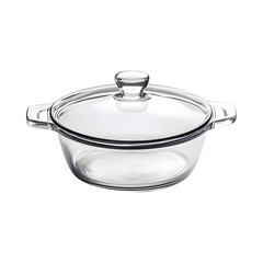 Modern Glass Casserole Dish with Polished Rim Isolated on Transparent Background