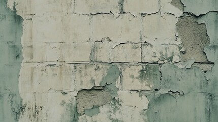 Obraz premium Textured wall with peeling paint and exposed concrete layers in shades of grey