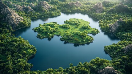 Aerial View of Lush Green Valleys and Rivers in the Rendani Mountains, Norway