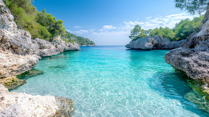 Obraz premium Turquoise cove, Mediterranean sea, summer landscape, idyllic beach