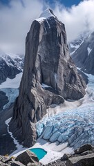 Towering Granite Peak Above Glacial Waters