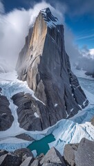 Majestic Granite Spire with Glacier and Turquoise Lake