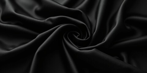 Fototapeta premium Velvety-black fabric exudes elegance with its plush, glossy sheen and soft, satin-like texture, inviting touch through its sleek, lustrous finish
