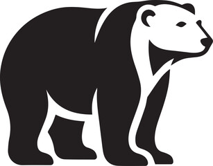 Polar Bear silhouette black and white vector icon