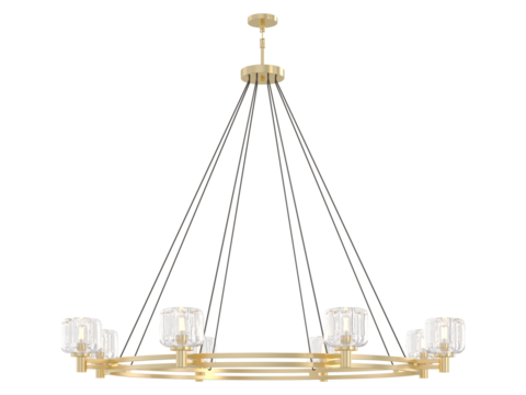 RH DEMARET ROUND CHANDELIER - Elegant Lighting Fixture Against white Background