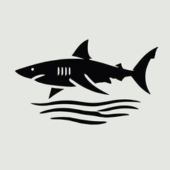 Obraz premium Shark Silhouette in black on a white background