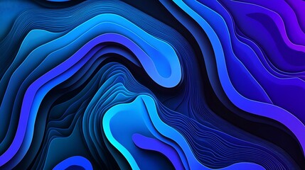 Obraz premium Abstract Blue Layered Wave Design Art