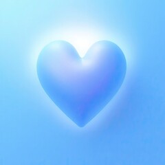 Fototapeta premium Serene Blue Heart: A Soft, Glowing 3D Render