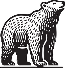 Polar Bear silhouette black and white vector icon