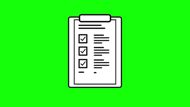 animated checklist board list icon green screen 4k looping