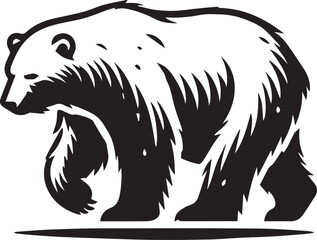Fototapeta premium Polar Bear silhouette black and white vector icon