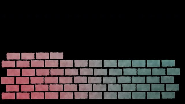 Brick wall construction. Bricks installing, building wall. Concept of construction, protection, craftsmanship and module structure.	