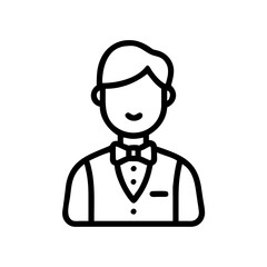 Obraz premium Man in vest with bow tie icon in minimalistic style for service industry concept