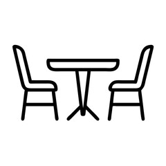 Fototapeta premium Table with two chairs icon in minimalistic style for dining concept 